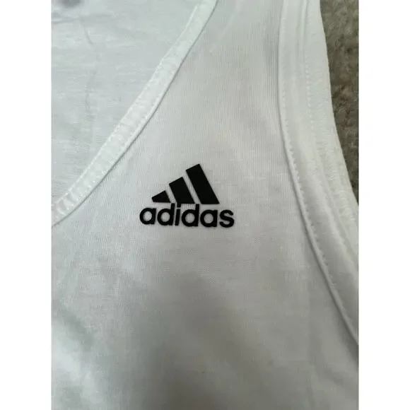 Adidas Womens White Cropped Tank Top Drawstring Hem Athletic Workout Small - Picture 3 of 12